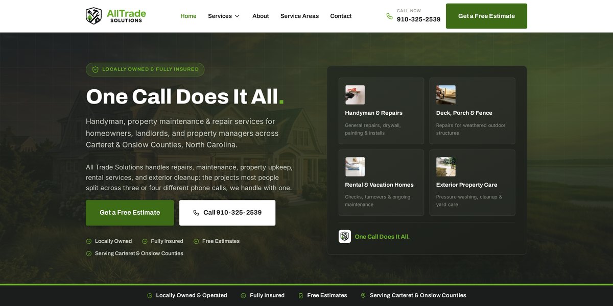 All Trade Solutions website, built by Mancini Business Solutions