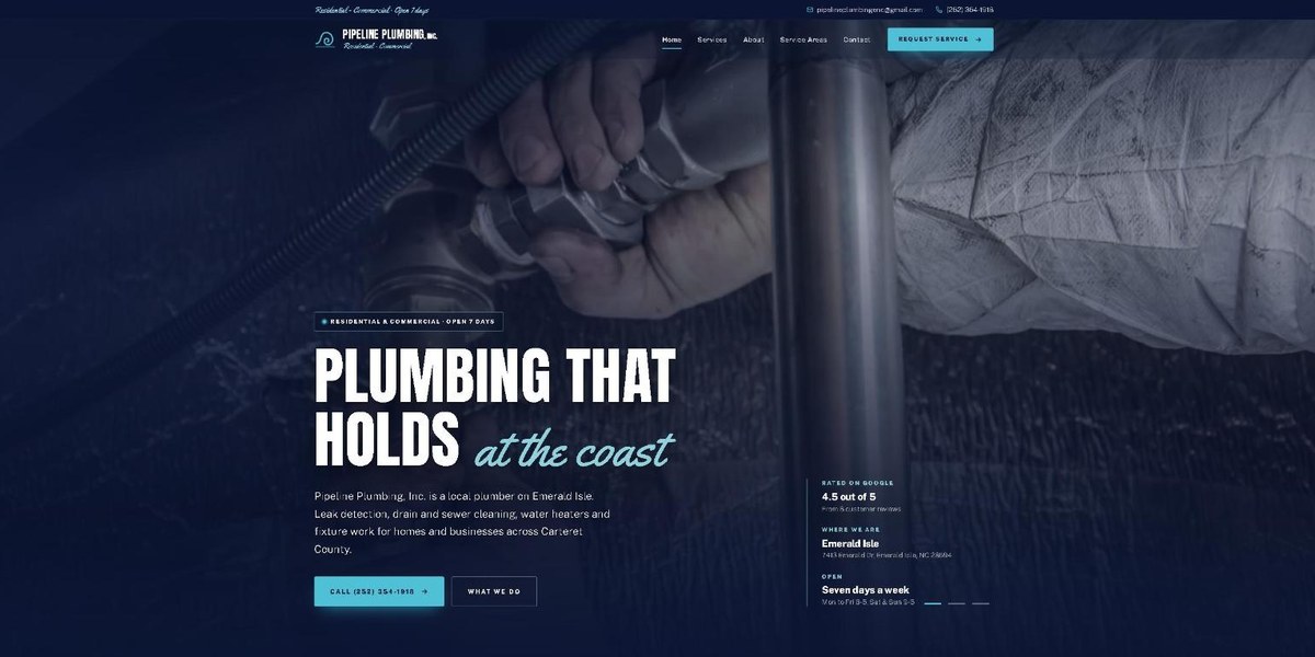Pipeline Plumbing, Inc. website screenshot