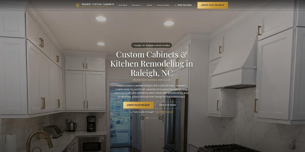 Trident Custom Cabinets website screenshot