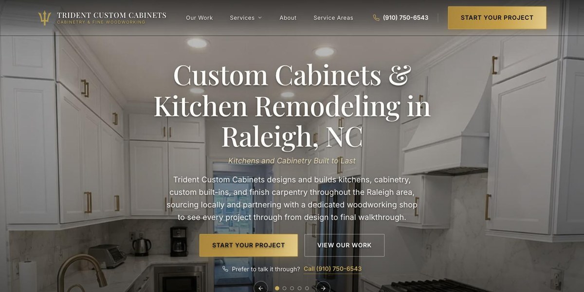 Trident Custom Cabinets website, built by Mancini Business Solutions